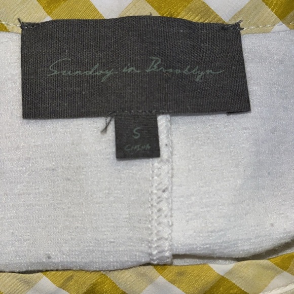 Anthropologie White And butter Yellow Gingham Blair Top small blouse cottagecore - Picture 7 of 13